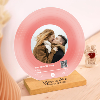 Couple Besties Family Photo Favorite Song Scannable QR Code Personalized Acrylic Record Plaque, Heartfelt Gift For Couple, For Him, For Her, Boyfriend, Girlfriend, Husband, Wife
