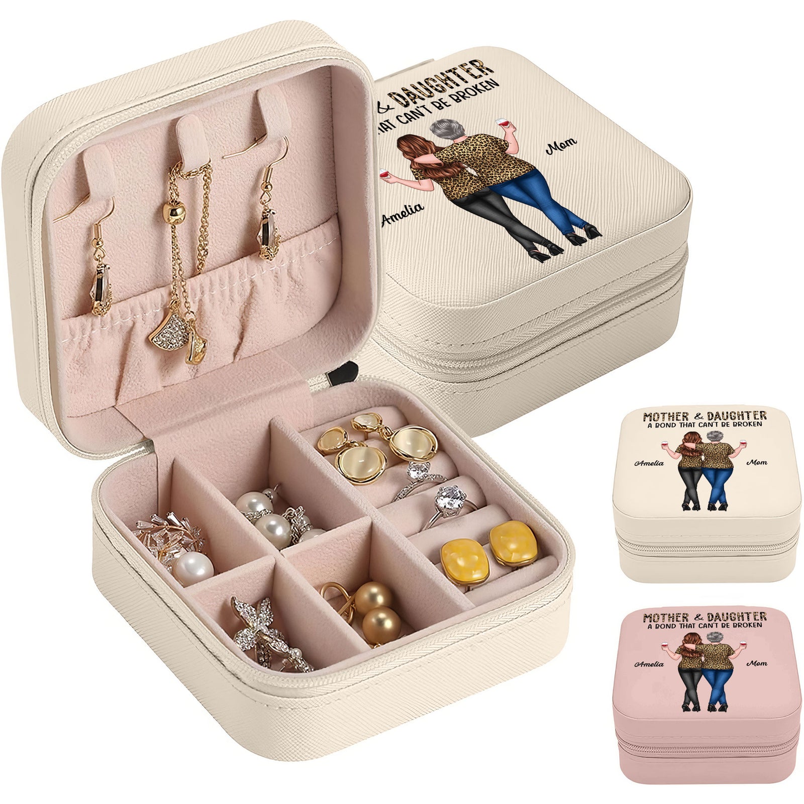 Leopard Mother Daughter Bond That Can't Be Broken Personalized Jewelry Box, Gift For Mom, Daughter