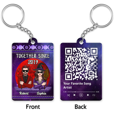 Couple Purple Red Moon Halloween Personalized Acrylic Keychain