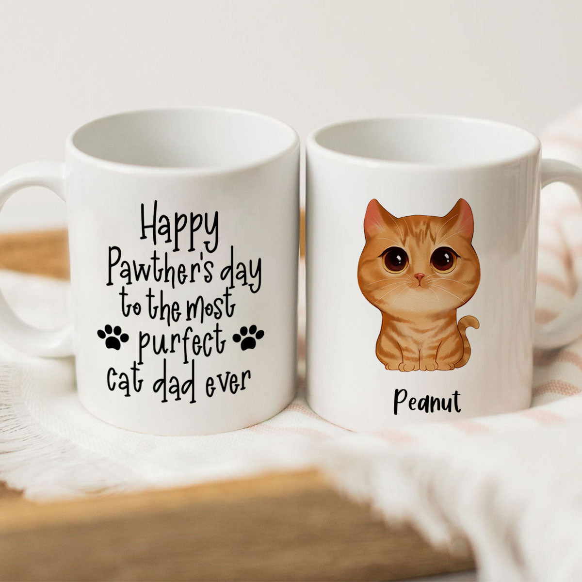 Watercolor Cute Cats Happy Pawther‘s Day Most Purfect Cat Dad Father‘s Day Gift Personalized Mug