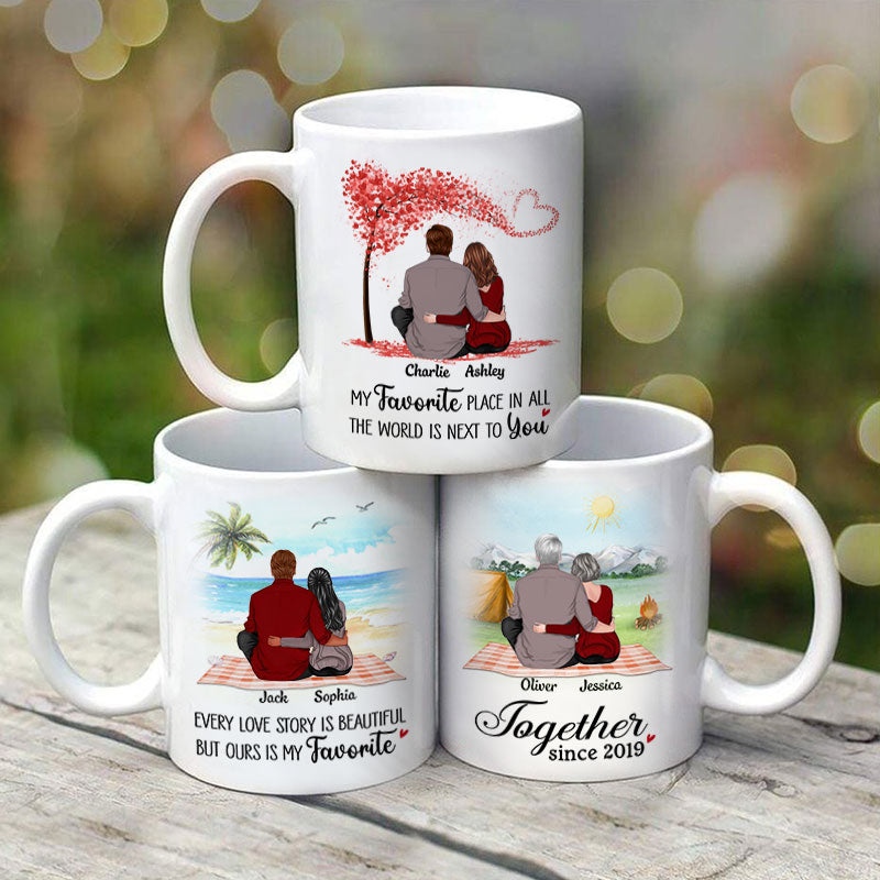 Couple Sitting Back View Personalized Mug - Valentine‘s Day Gift - Anniversary Gift For Him - Gift For Her