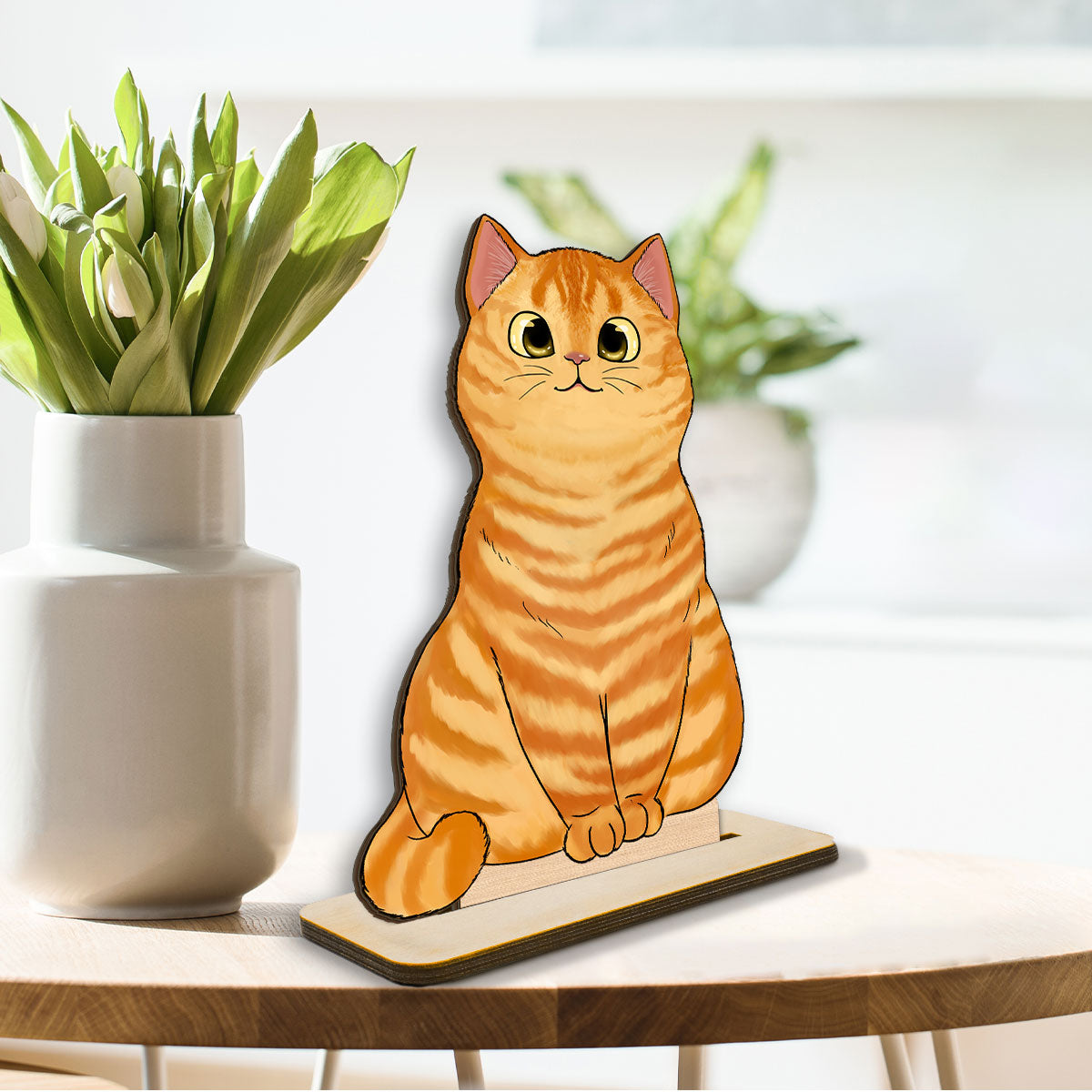 Cute Fluffy Cats Home Decor Gift For Cat Lover Personalized Standing Wooden Plaque
