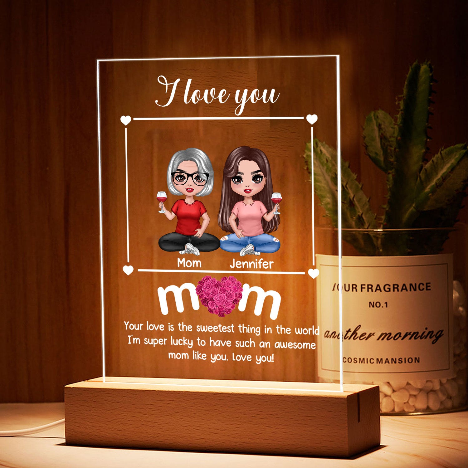 Mom Love The Sweetest Thing Mother‘s Day Gift Personalized Rectangle LED Night Light
