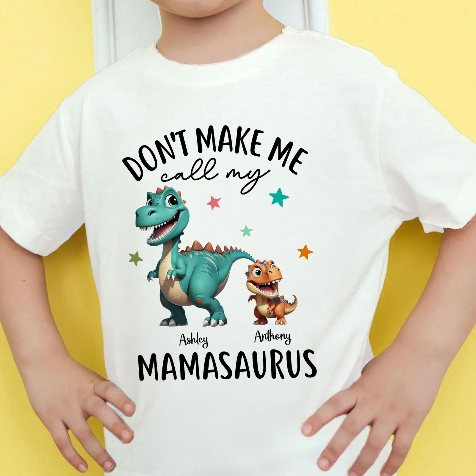 Don't Make Me Call My Mamasaurus Grandmasaurus Personalized Kid Shirt