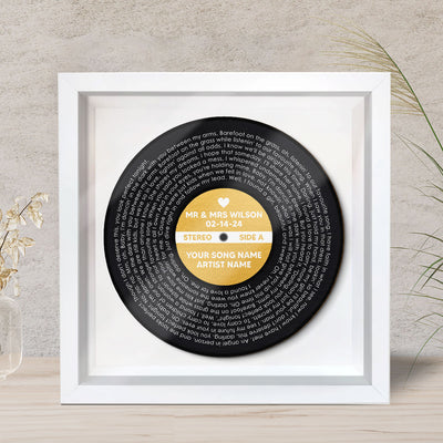 Custom Vinyl Record Label Valentine's Day, Wedding, Father's Day, Anniversary, Unique Gift for Him or Her Personalized Shadow Box