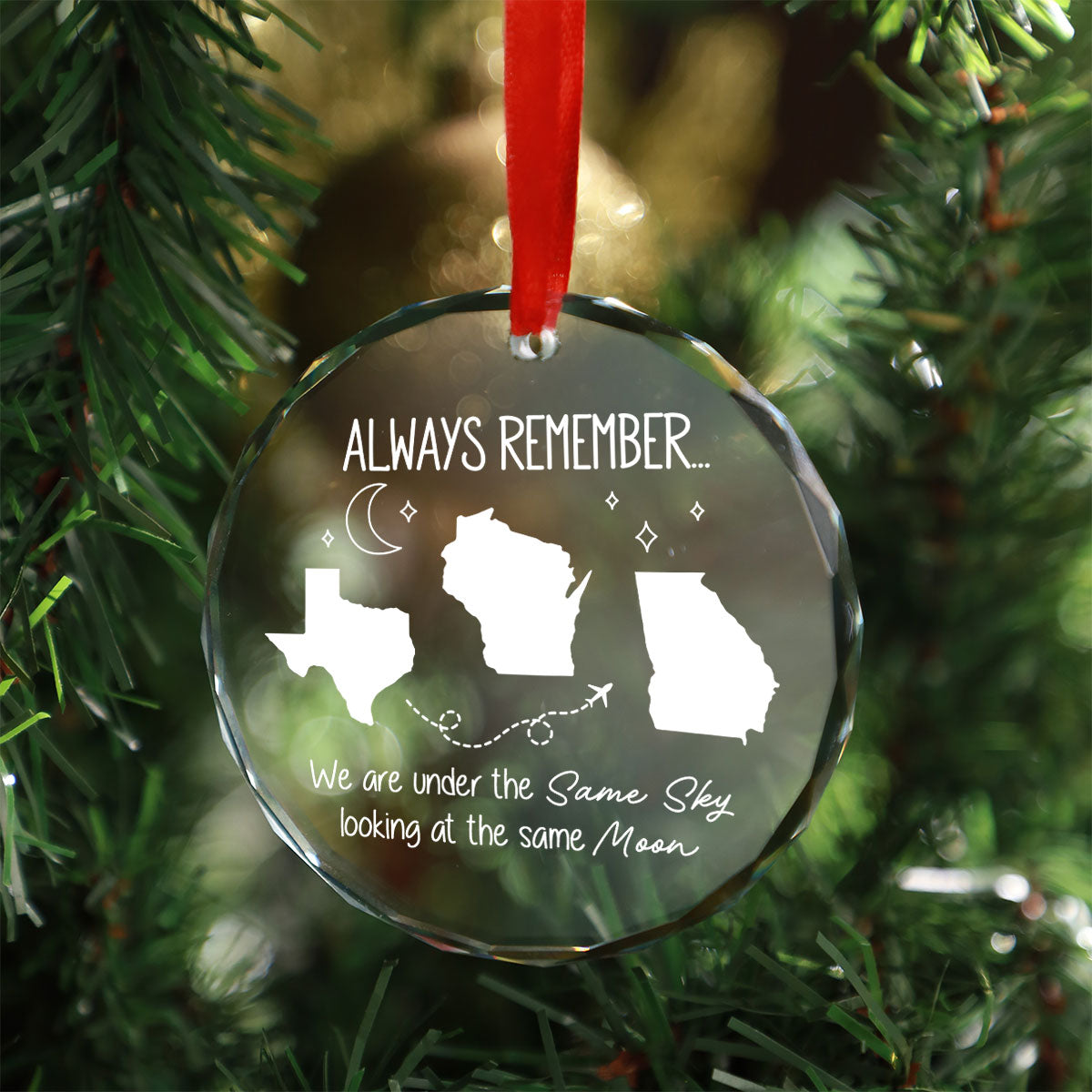 Family Siblings Sisters Besties Long Distance Personalized Glass Ornament, Christmas Gift