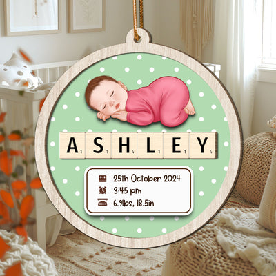 Baby Stats First Christmas Christmas Decor Personalized 2-Layer Wooden Ornament
