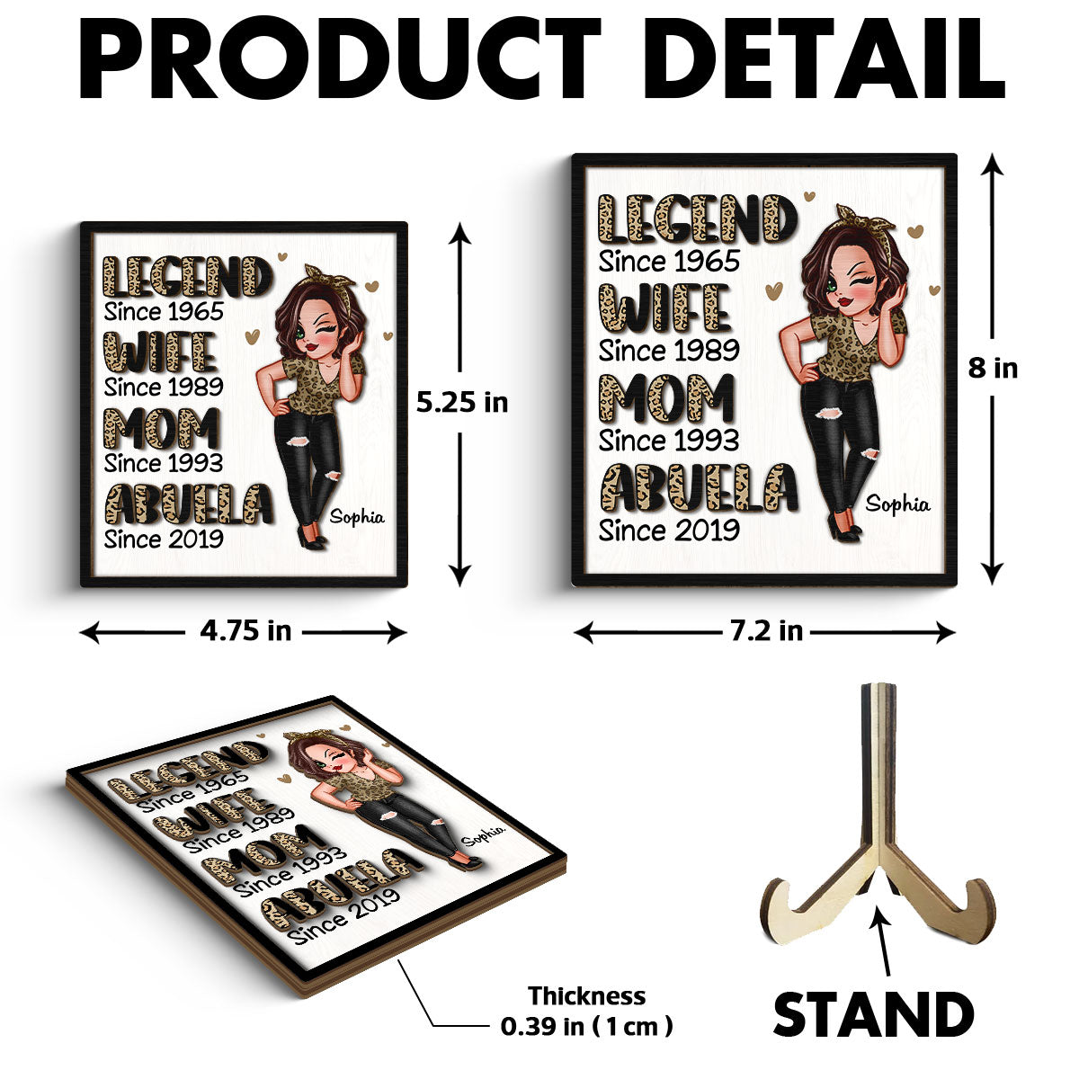 Legend Wife Mom Grandma Personalized 2-Layer Wooden Plaque