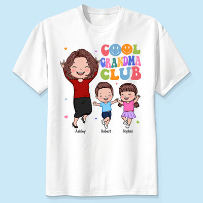 Vector Happy Woman And Kids Cool Grandma Club Personalized Shirt