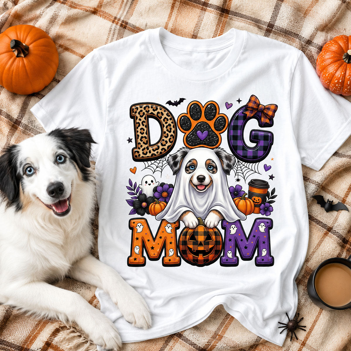 Halloween Dog Mom - Personalized Shirt - Custom Dog Photo, Fall Pumpkin Halloween Trendy Tee for Dog Moms