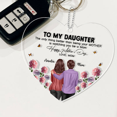 To My Daughter From Mom Happy Mother's Day Birth Flower Personalized Car Ornament, Gift For Daughter