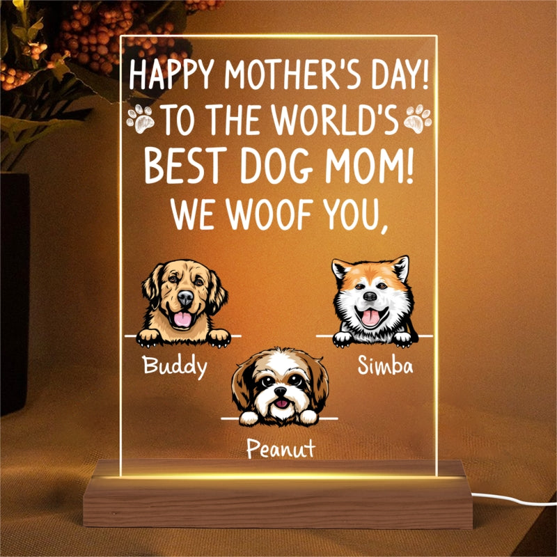Happy Mother‘s Day Best Dog Mom Personalized Rectangle LED Night Light