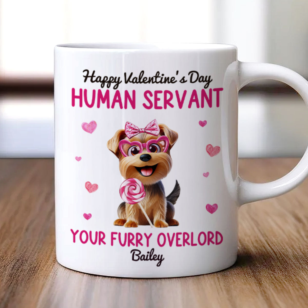 Funny Cartoon Dogs Happy  Human Servant Personalized Mug,  Gift For Dog Lovers, Dog Moms