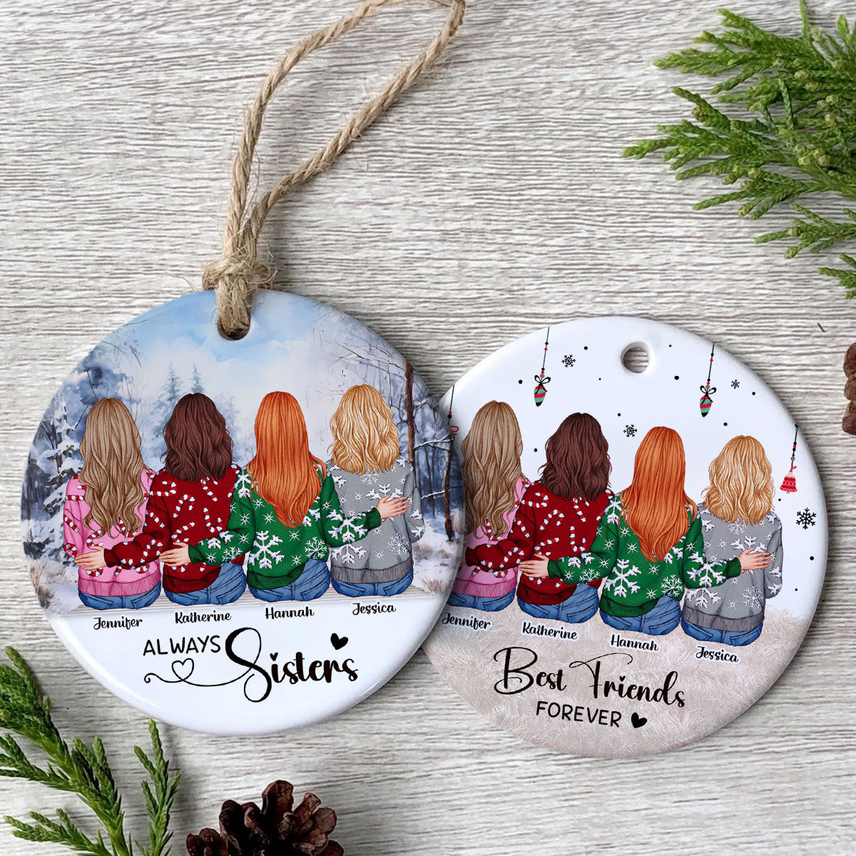 Personalized Best Friends Ornament Gift, Personalized Friendship Gift, Soul Sister Christmas Gift for Best Friend, Long Distance Friendship Gift