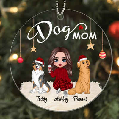 Dog Mom Sitting Doll Girl Christmas Personalized Acrylic Ornament