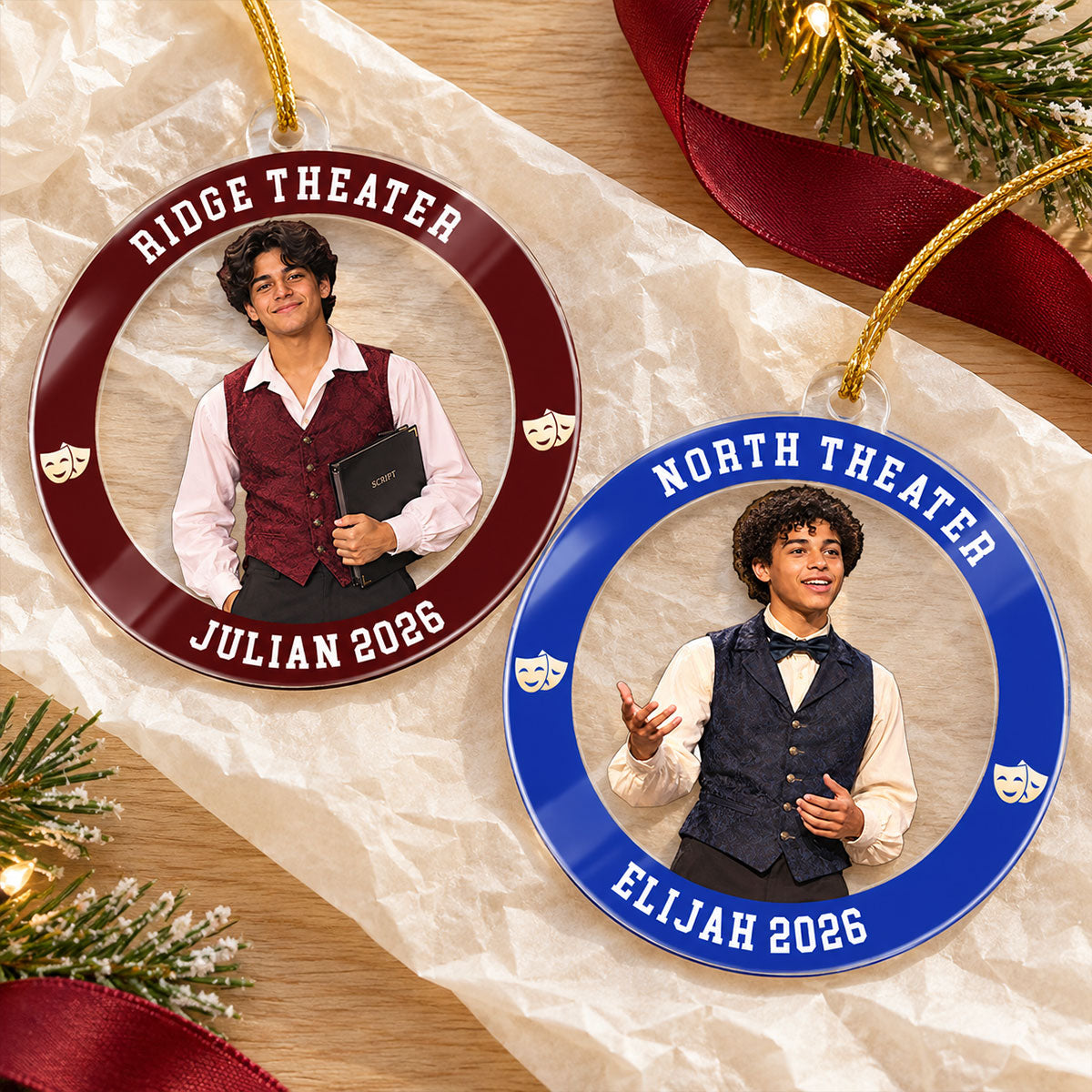 Custom Photo Theater - Personalized Acrylic Ornament - Theater Keepsake, Christmas Gift for Daughter, Son, Grandkids