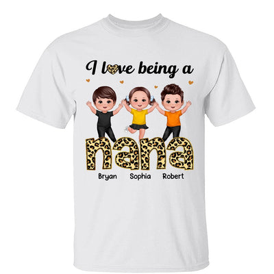I Love Being Grandma Leopard Happy Kids Personalized Shirt