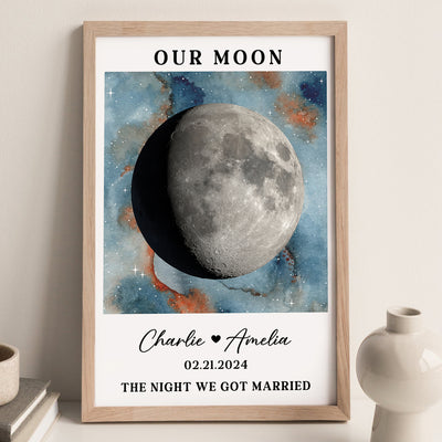 Gradient Couple Custom Moon Phase Anniversary Date Personalized Poster, Anniversary Gift, Wedding Gift For Couple