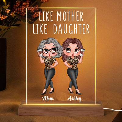 Pretty Sassy Like Mother Like Daughter Gift For Mom Personalized Rectangle Acrylic Plaque LED Night Light