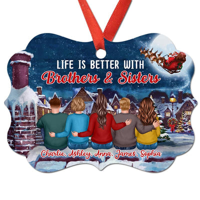 On Rooftop Siblings Sisters Brothers Besties Personalized Christmas Ornament