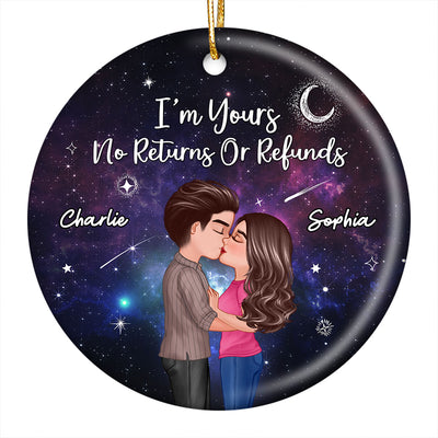 Christmas Doll Couple Kissing In Galaxy Night Personalized Circle Ornament