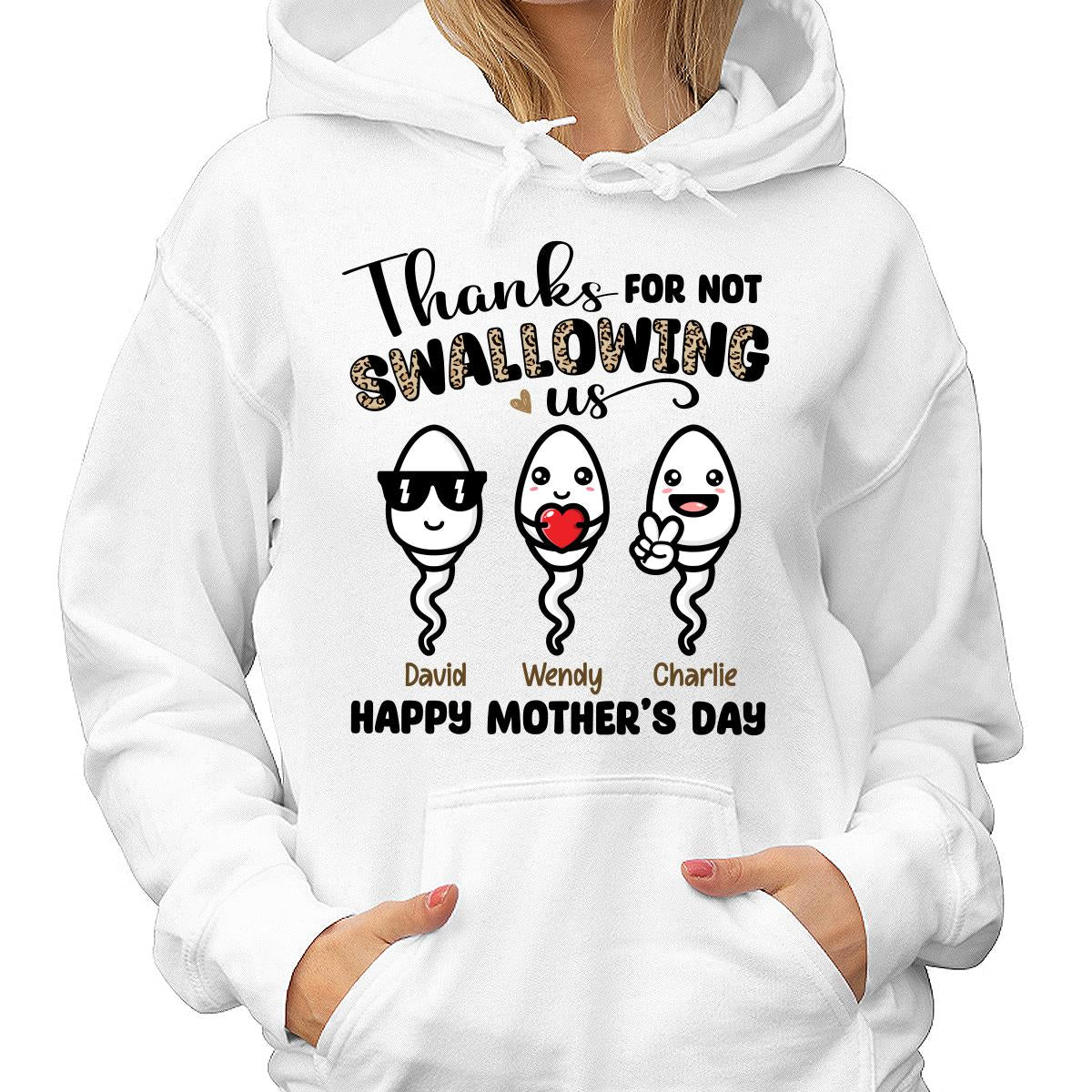 Little Cute Kids Thanks For Not Swallowing Us Happy Mother‘s Day Funny Personalized Shirt