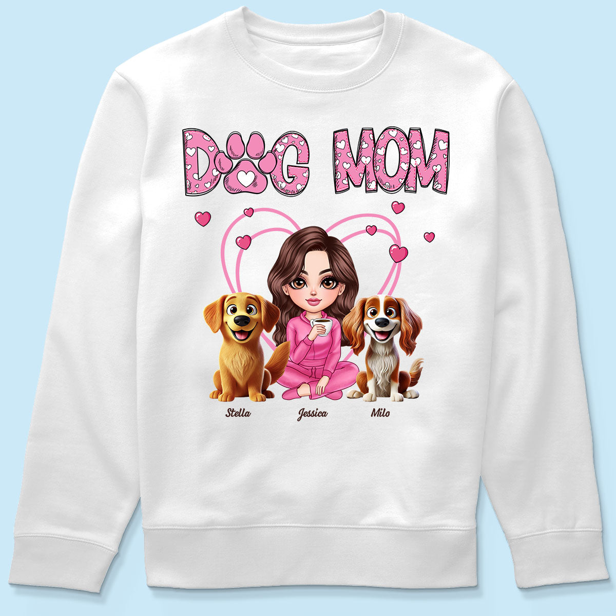Pink Dog Mom Funny Cartoon Dog Personalized Shirt,  Gift For Dog Lovers, Dog Moms