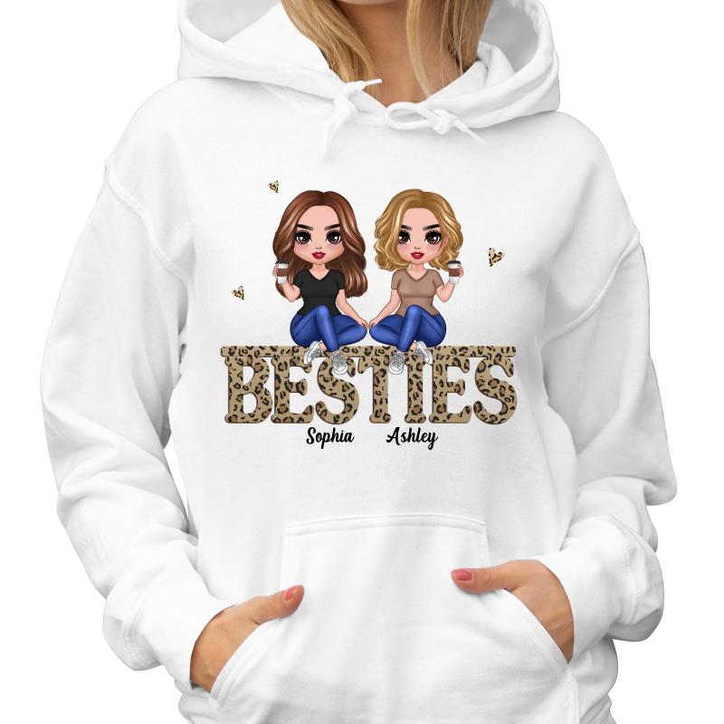 Doll Besties Sisters Sitting On Leopard Words Personalized Shirt