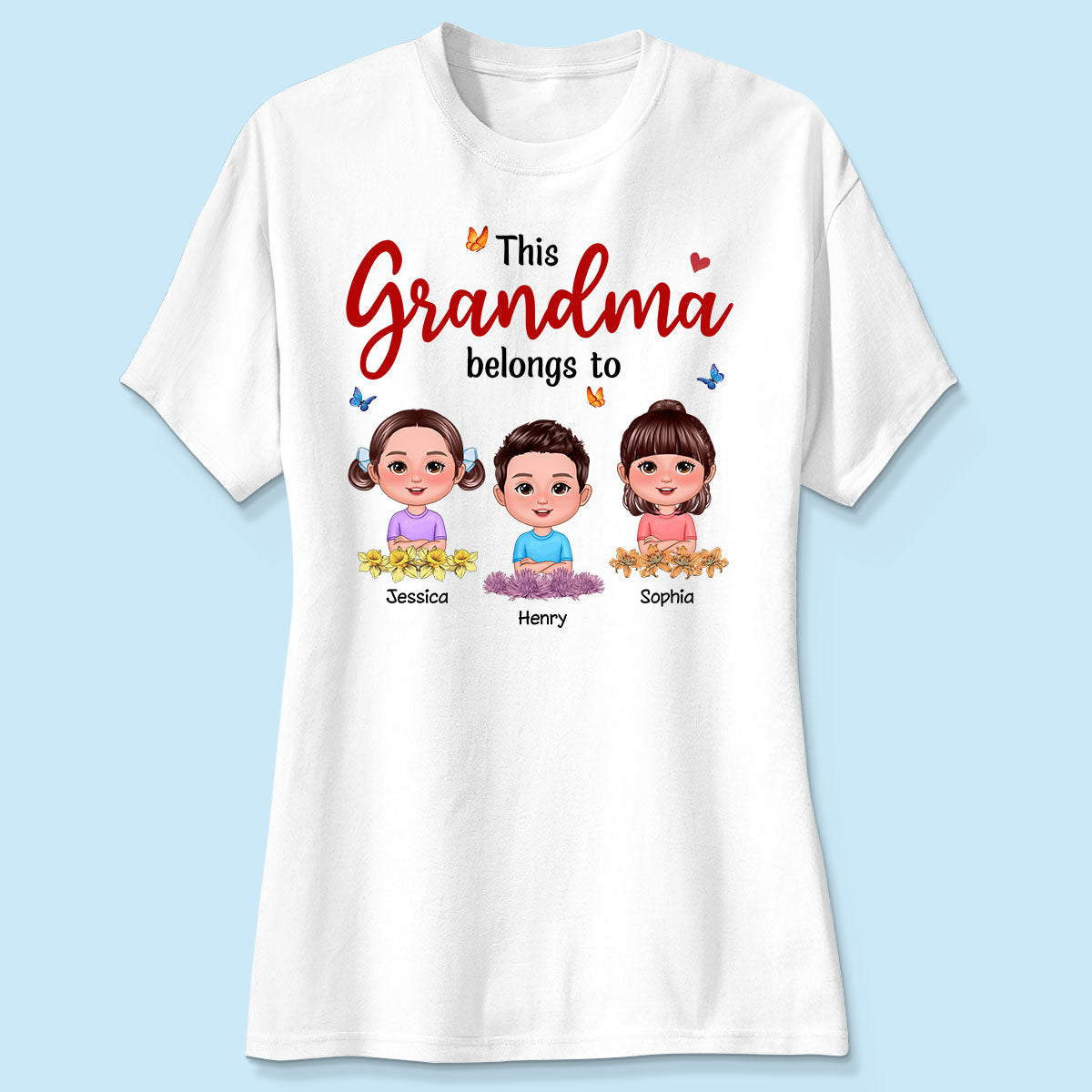 This Grandma Mom Belongs To Birth Month Flowers Cute Kids Personalized Shirt, Gift for Moms, for Grandmas