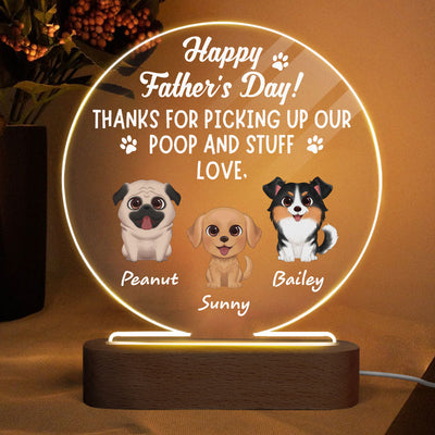 Thanks For Picking Our Poop Dog Dad Personalized Circle LED Night Light
