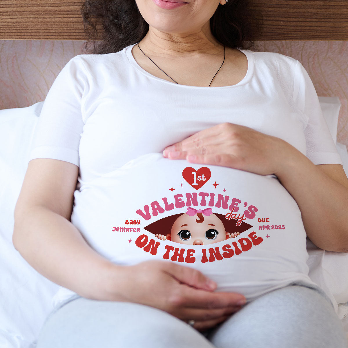 Baby's First  On The Inside Personalized Shirt, Custom Pregnancy Reveal Shirt, Expecting Mom