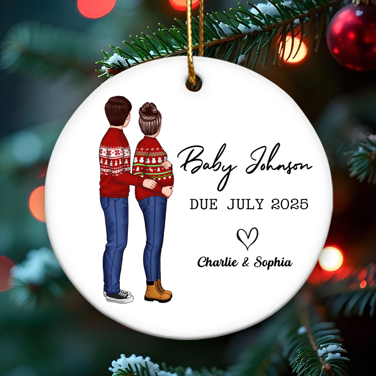 New Baby Arrival Keepsake, Expecting New Baby Ornament, Personalized Baby Due Year Ornament, Pregnancy Announcement Ornament