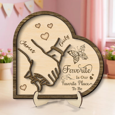 Together Is Our Favorite Place To Be - Personalized 2-Layered Wooden Plaque - Anniversary, Valentine's Day Gift, Gift For Him, Gift For Her