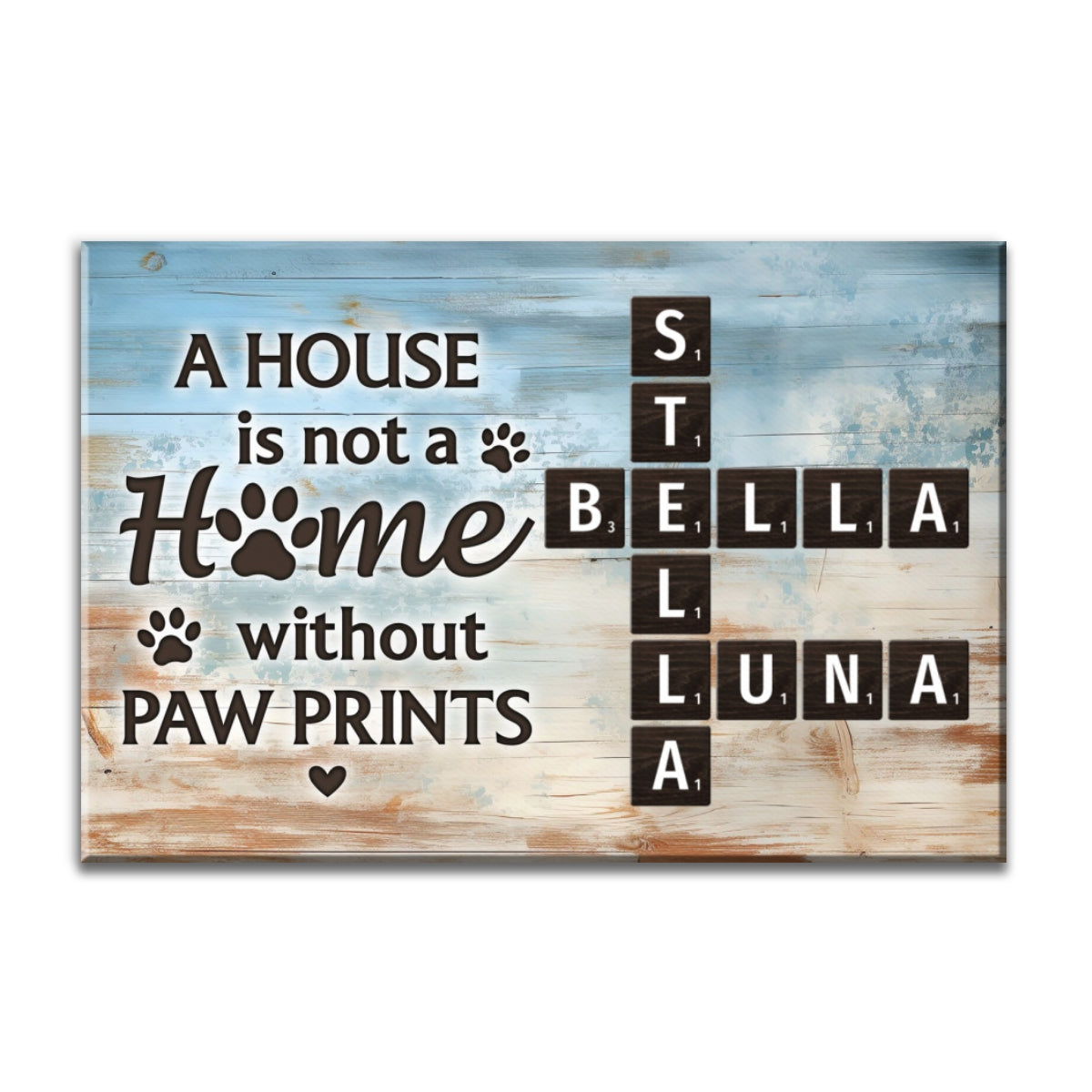 Home With Paw Prints Pet Crossword Puzzle Art Personalized Canvas