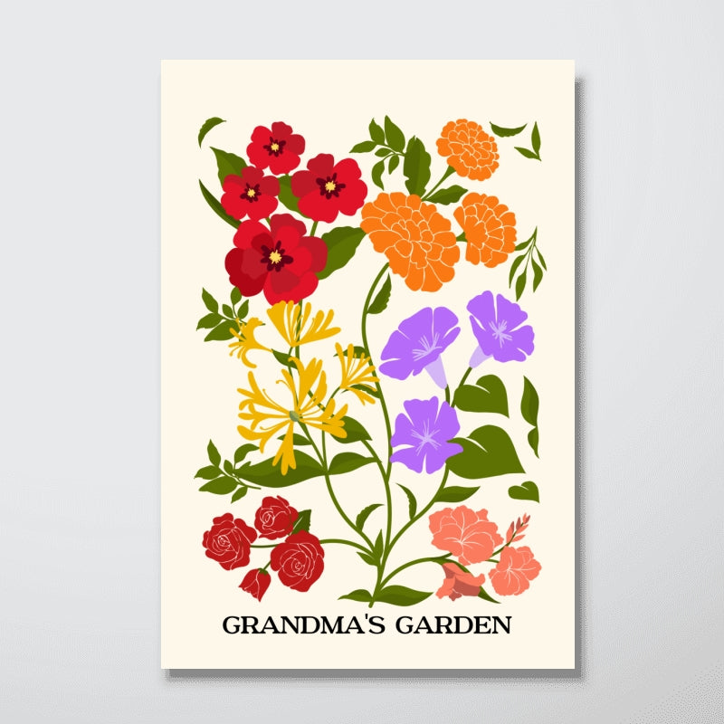 Custom Family Birth Flower Bouquet Artwork Minimalist Personalized Poster, Gift For Mom, Gift For Grandma, Gifts