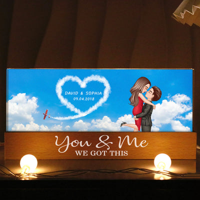 Love In The Sky, Couple Hearts Personalized Acrylic Block LED Night Light, Valentines Gift, Anniversary Gift