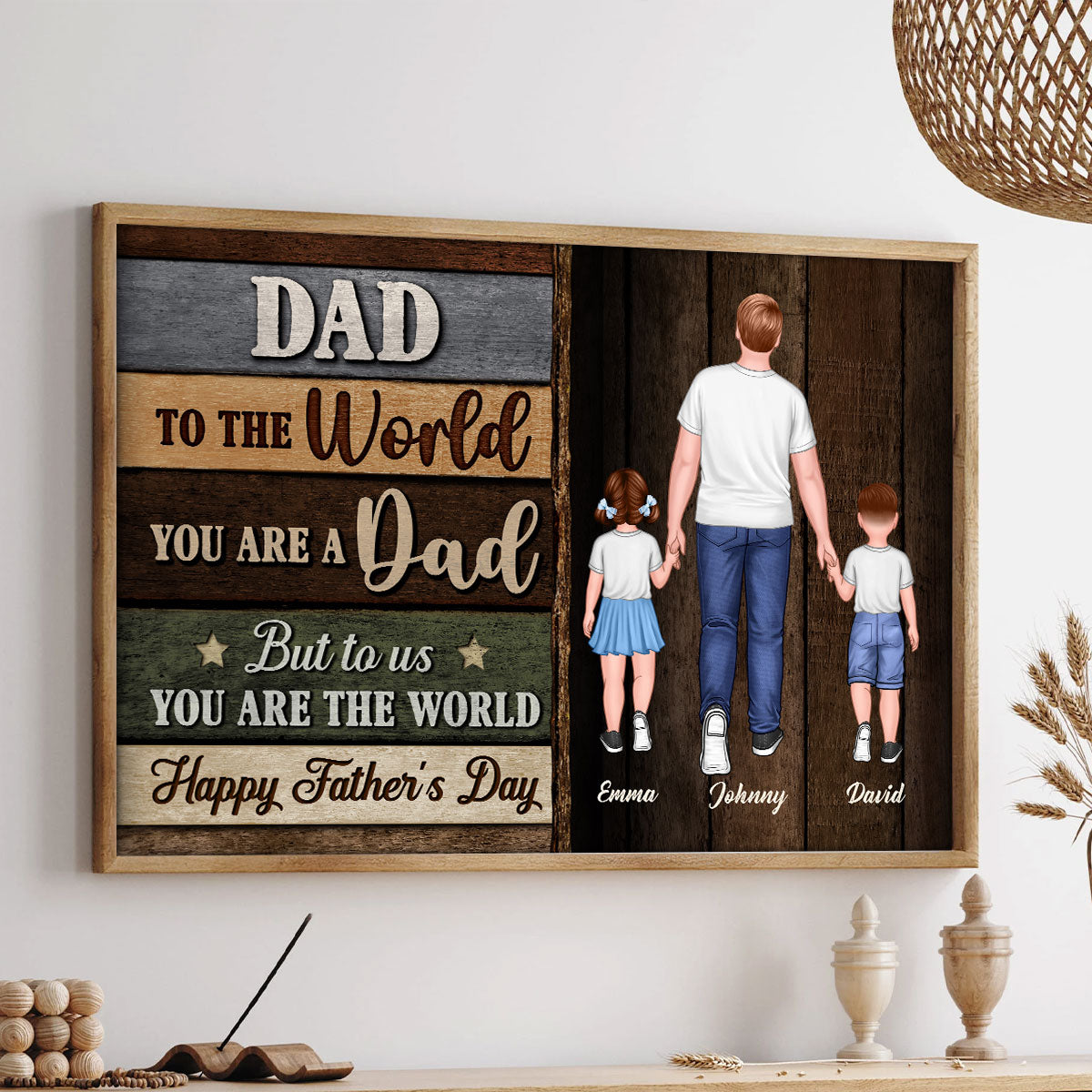 Colored Wood Pallets Dad You Are The World Personalized Poster| Heartfelt Father's Day Gift For Dad, Husband