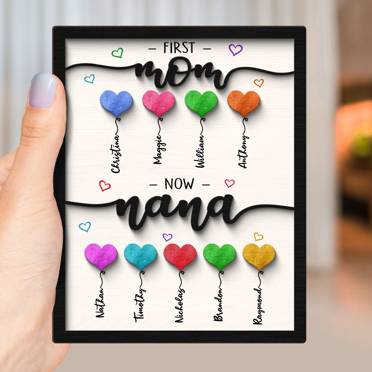 First Mom Now Grandma Balloons Personalized 2-Layer Wooden Plaque