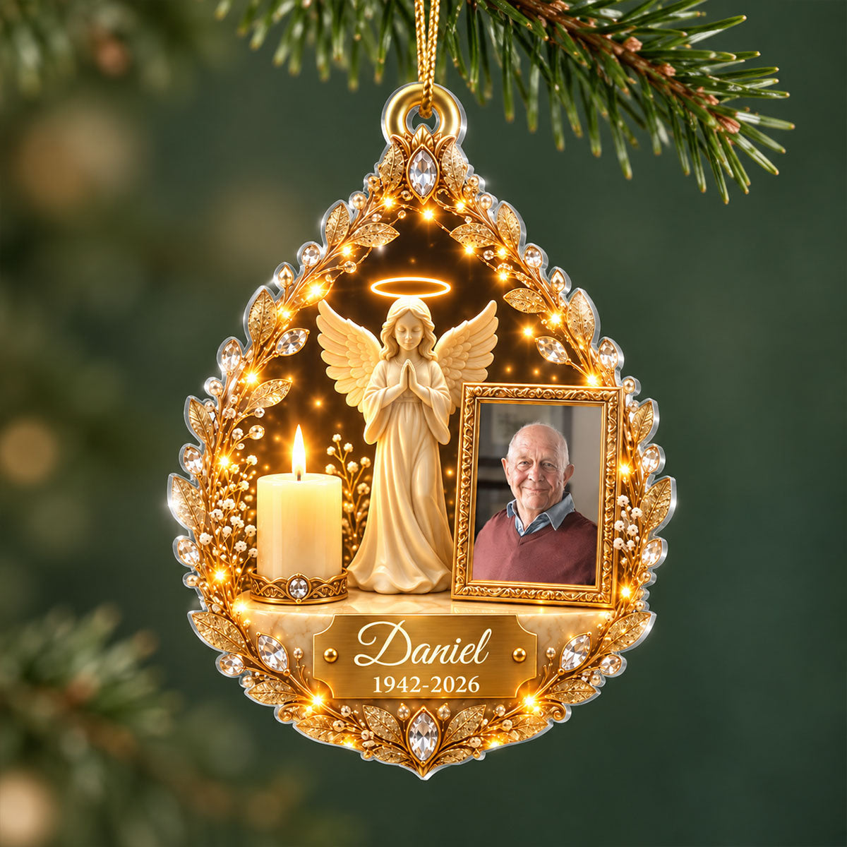 Guardian Angel Photo Memorial - Personalized Acrylic Ornament - Heartfelt Sympathy Gift for Loved Ones