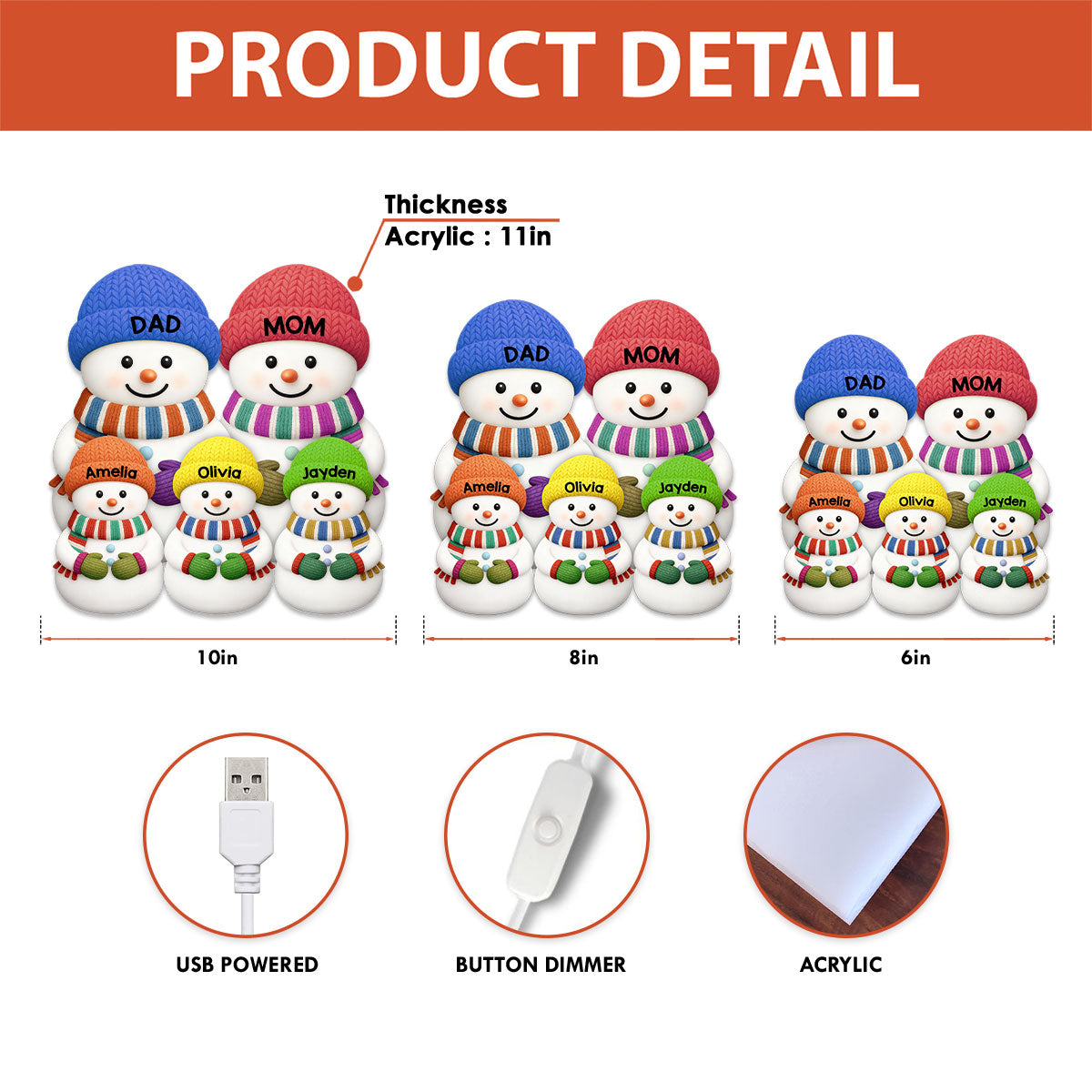 Christmas Cozy Vibe Family Dad Mom And Kids Snowman Together - Personalized Light Box - Christmas Decoration For Family