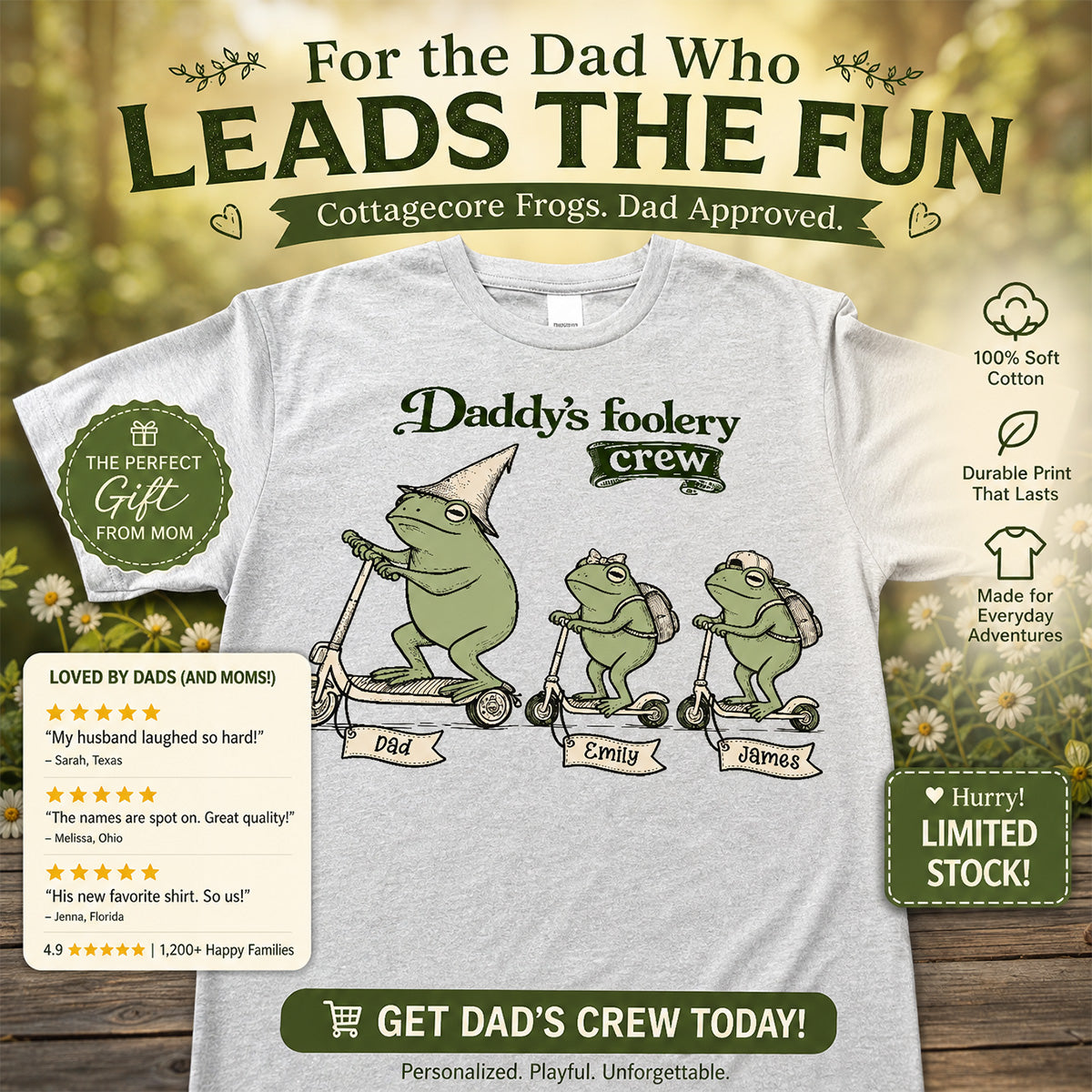 Off To Commit Dad Foolery Cottagecore Frog Dad & Kids - Personalized Shirt - Funny Father's Day Shirt For Husband