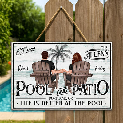Life Is Better at the Pool Personalized Pool & Patio SignOutdoor Decor, Backyard Pool Decor, Farmhouse Sign