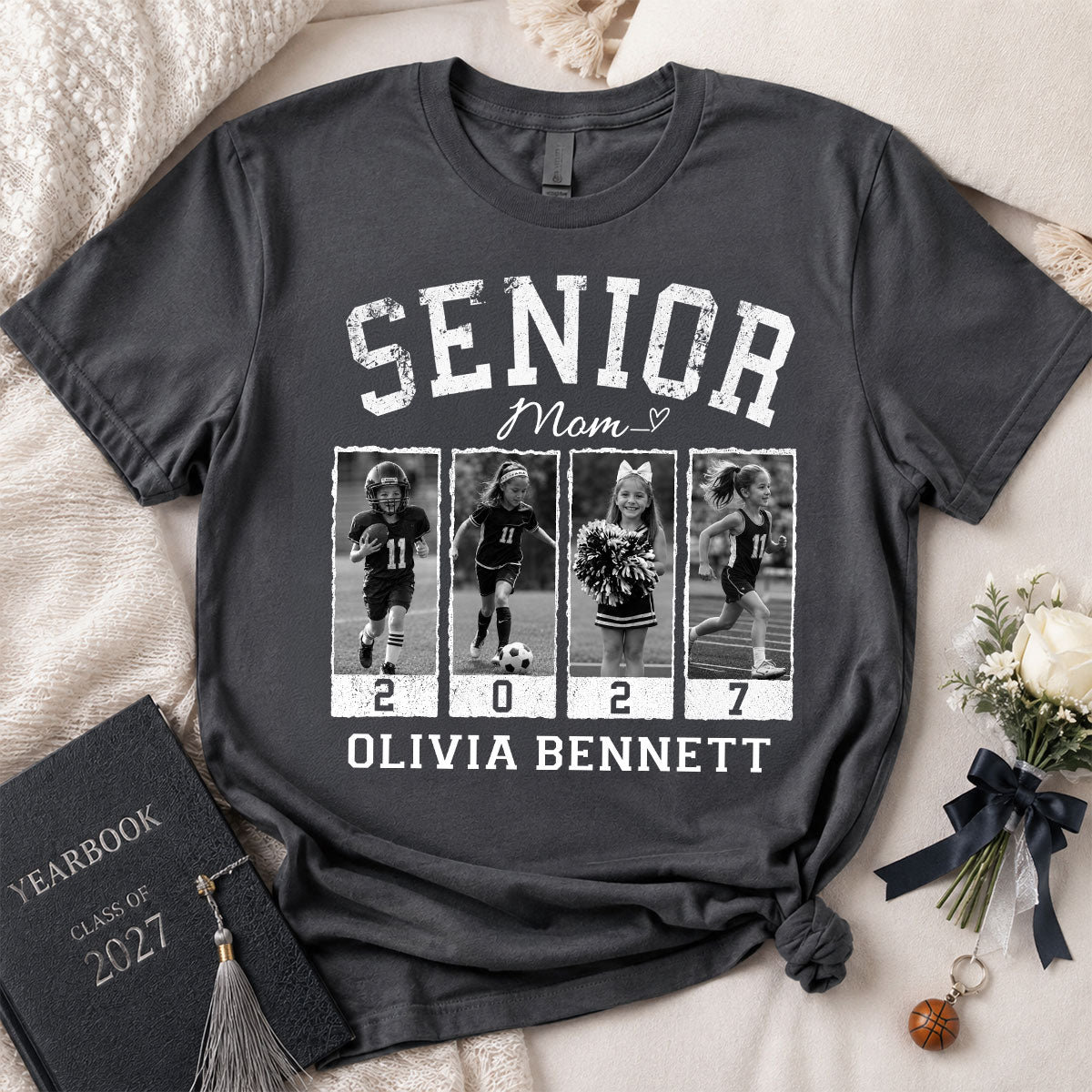 Senior Mom Retro Photos - Personalized Shirt - 2027 Senior Bootleg Shirt