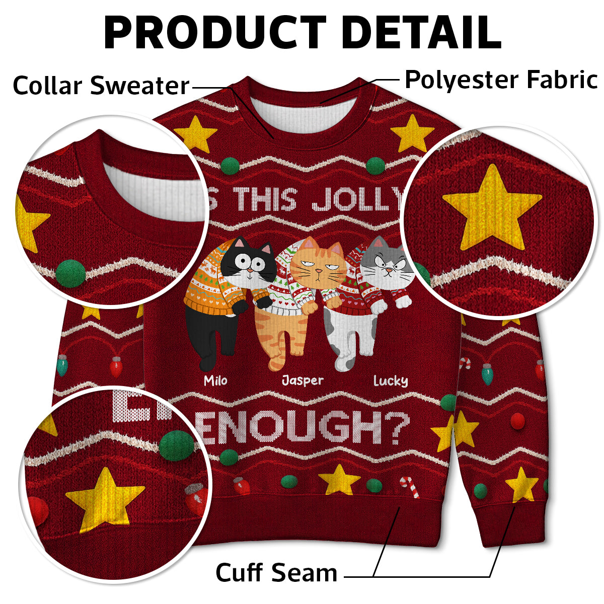 Christmas Hanging Cats Meowy Catmas - Personalized Ugly Sweater - Gift For Cat Lovers