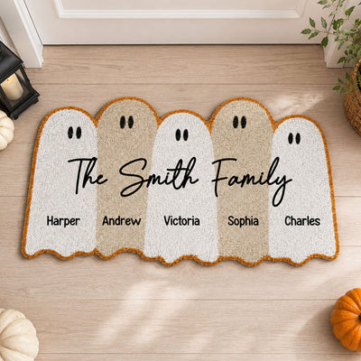 Ghost Family With Names - Personalized Doormat - Halloween Home Decor