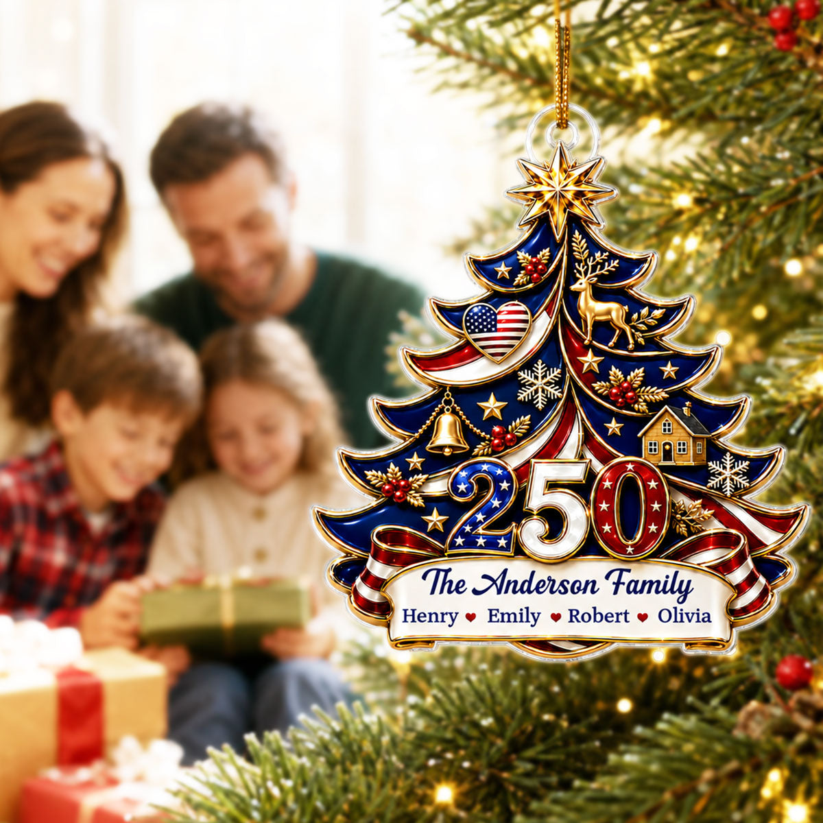 Trending American 250th Anniversary - Personalized Acrylic Ornament - Christmas Gift For Family