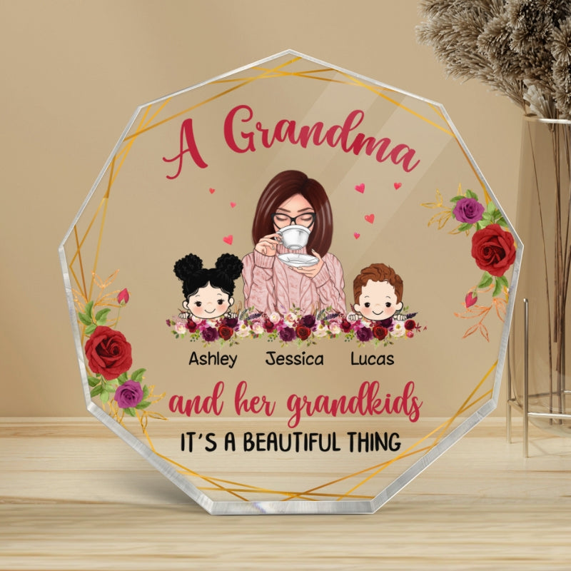 Grandma Grandkids Beautiful Thing Personalized Nonagon Acrylic Plaque