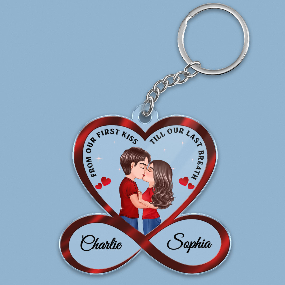 Infinity Heart Couple Kissing Anniversary Gift For Him Gift For Her Personalized Acrylic Keychain