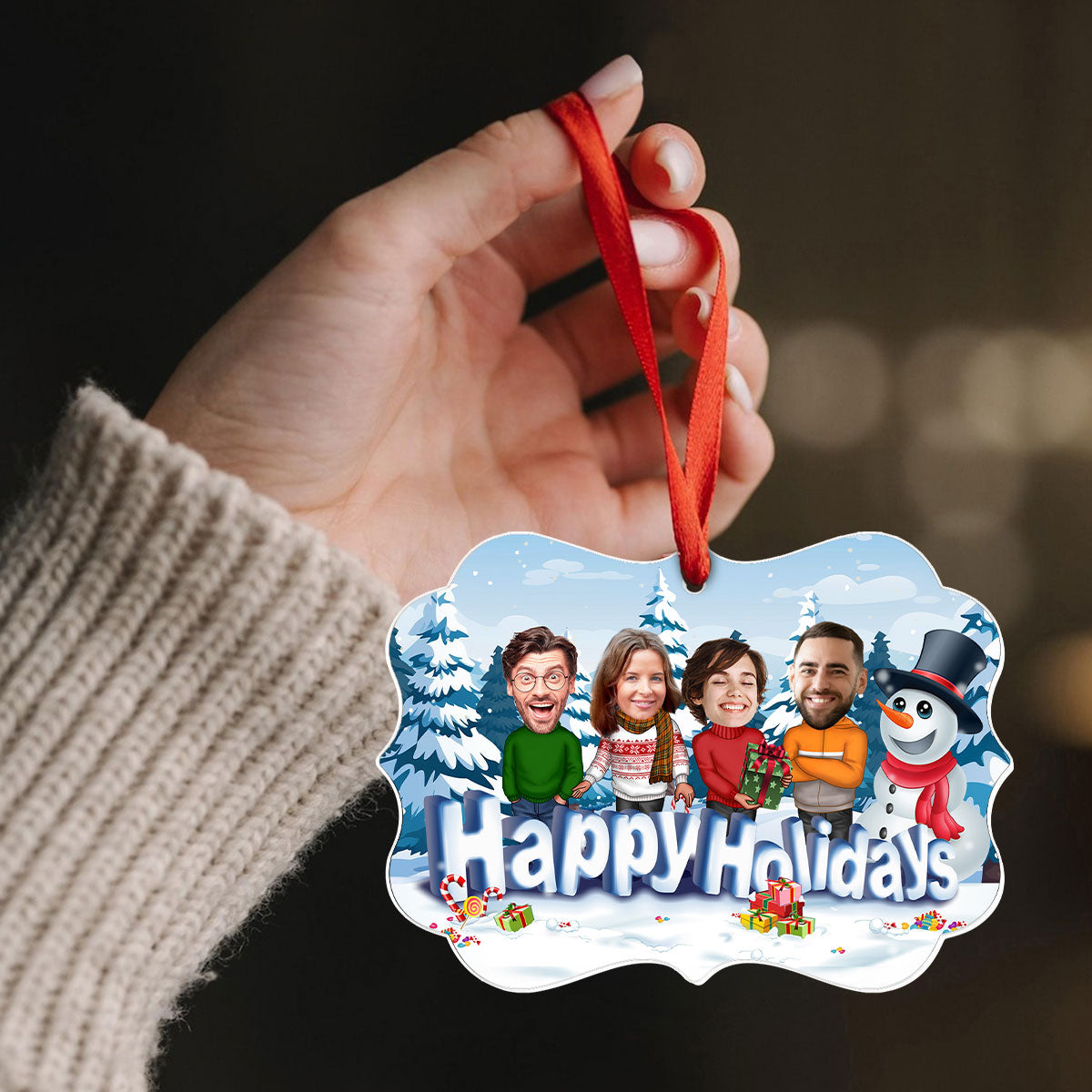 Happy Holiday Funny Family, Custom Photo Ornament, Personalized Family Photo Christmas Ornament, Family Keepsake