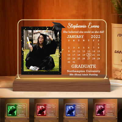 Custom Photo Senior Graduation Congratulation Gift Calendar Date Personalized Custom Shape LED Night Light